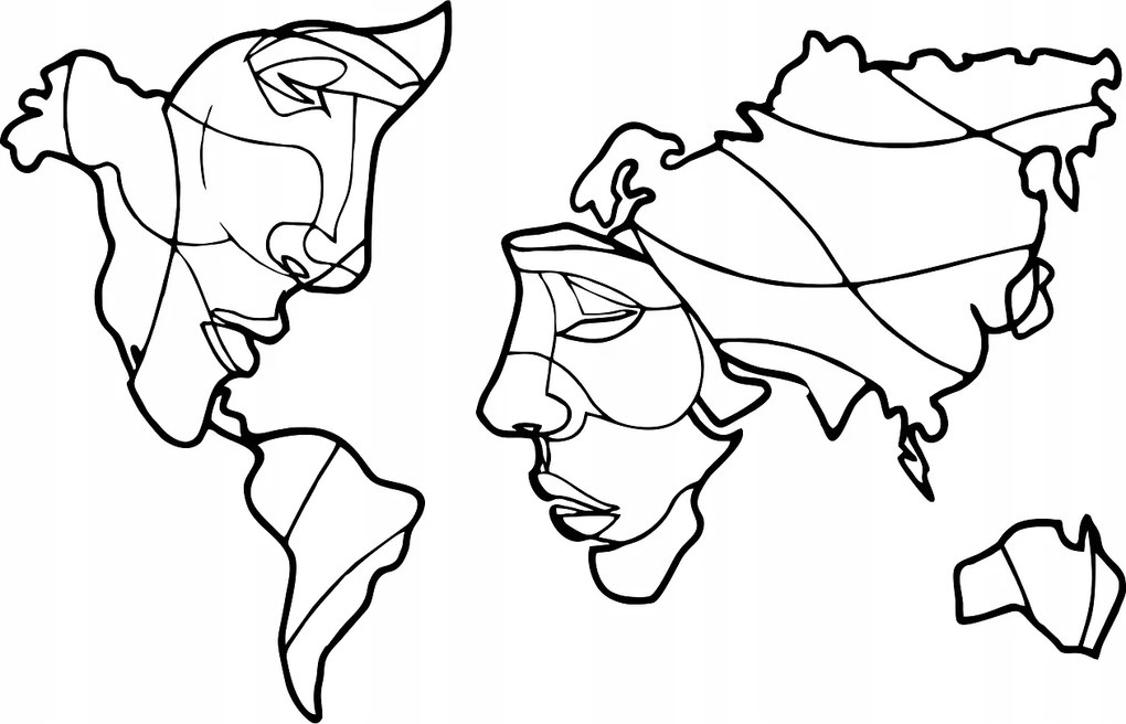 Fali Dekoráció 3D Kép Nappaliba Térkép Arcok