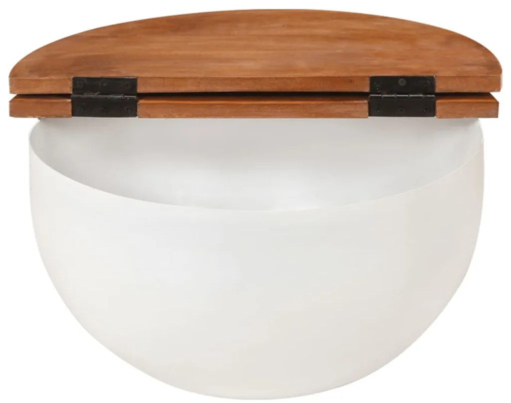 Fehér újrahasznosított fa dohányzóasztal 50x27 cm