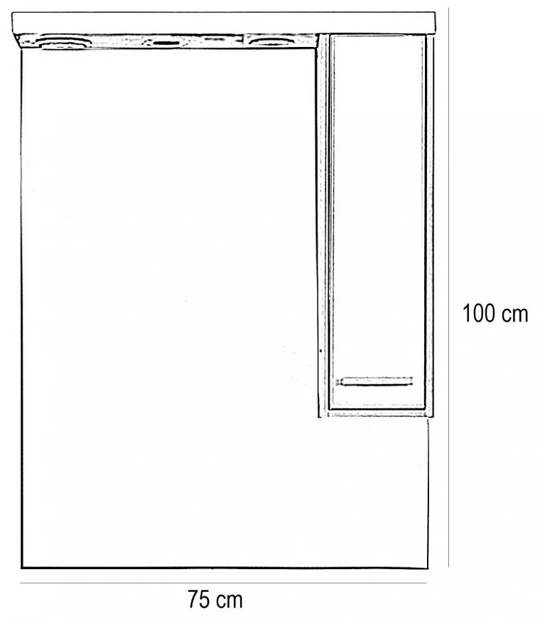 Nerva 75 cm-es tükrös felsőszekrény, Sonoma tölgy