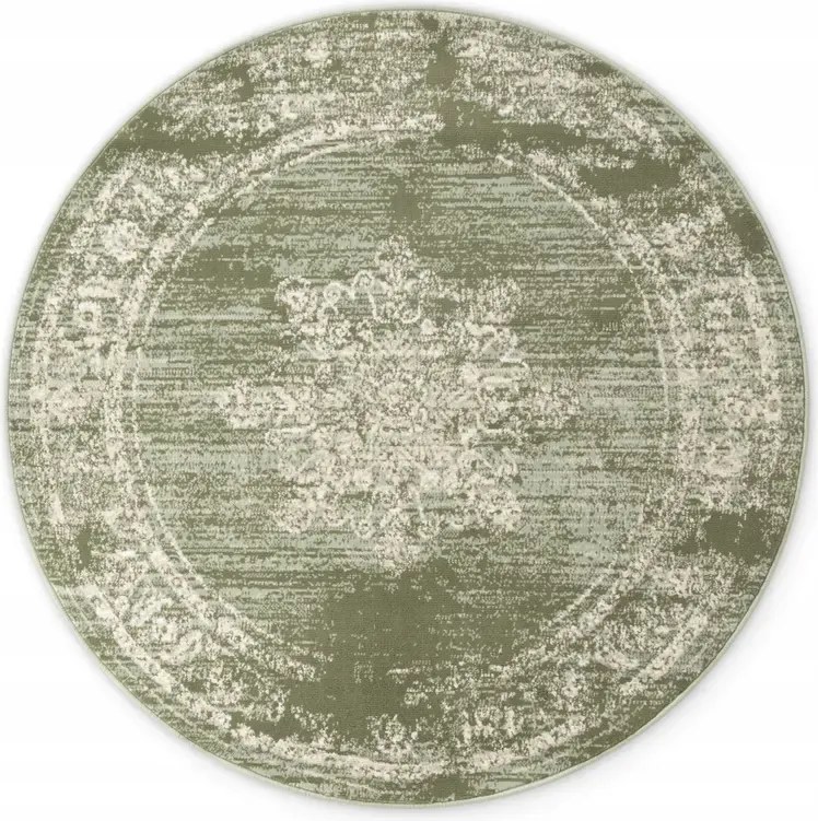 Kerek szőnyeg nappaliba 120cm hagyományos mintás,zöld-krém