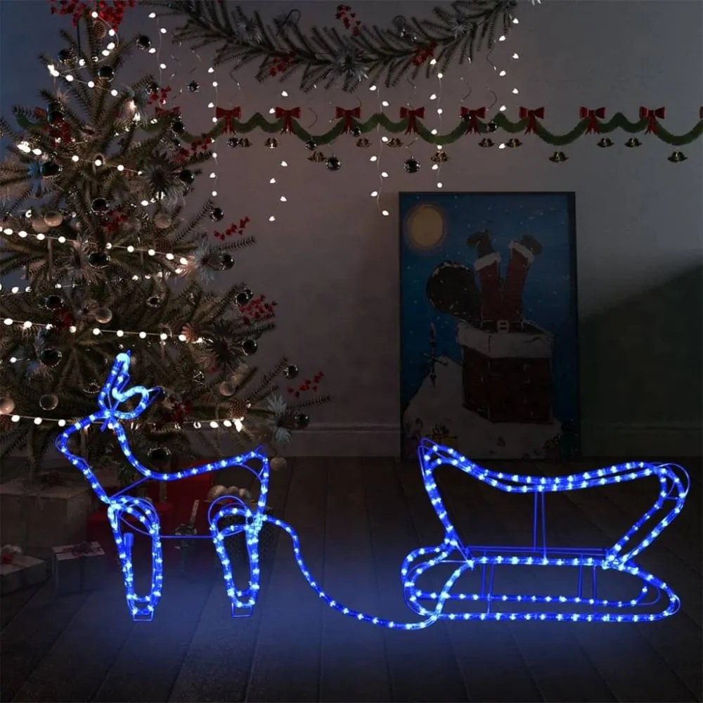 Rénszarvas és szán kültéri karácsonyi dekoráció 252 led-del