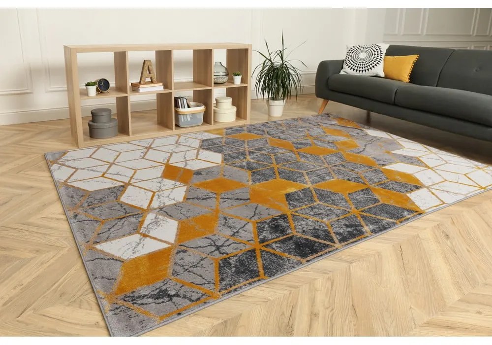 Okkersárga-szürke szőnyeg 200x280 cm Soft – FD