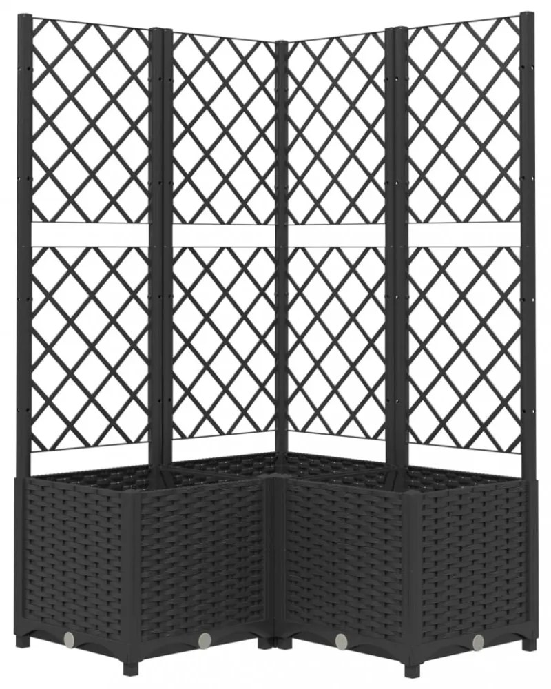 fekete polipropilén rácsos kerti ültetőláda 80 x 80 x 136 cm