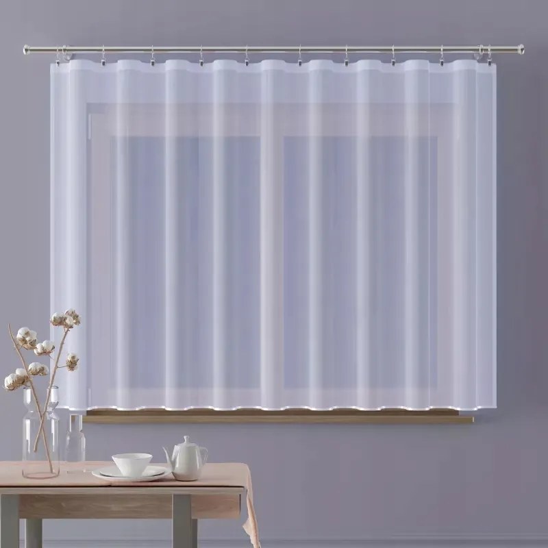 Modern finom enzo függöny fehér, sima szegéllyel Balena 400x150 cm