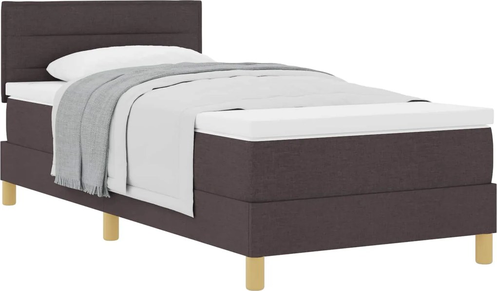 vidaXL Boxrugós ágy matracmal Sötét Barna 90 x 190 cm szövet
