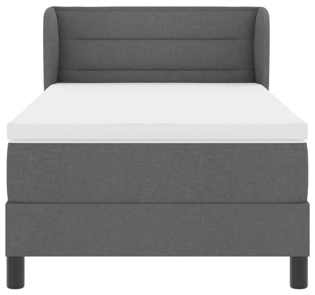 Boxspring Ágy Matrac nélkül - Sötétszürke, 90x190 cm, Szövet