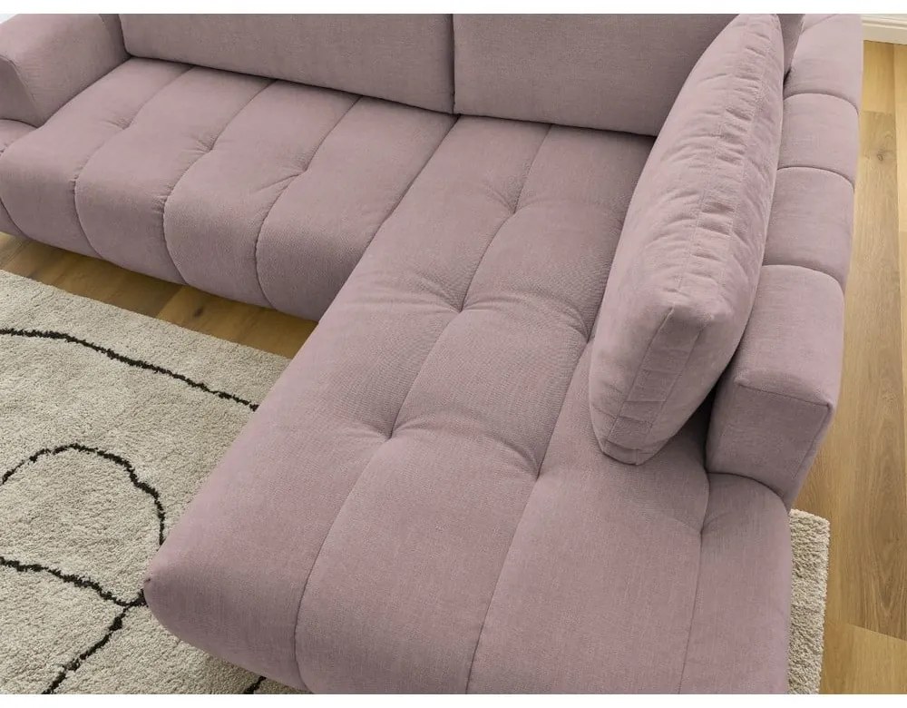 Rózsaszín kinyitható-tárolóhelyes sarokkanapé (jobb oldali-L alakú) Fuji – Bobochic Paris