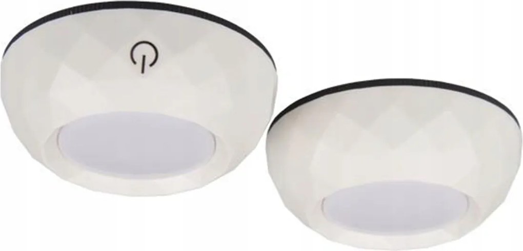 2x LED-es öntapadós szekrénylámpa kerek Fehér fény a szekrényhez