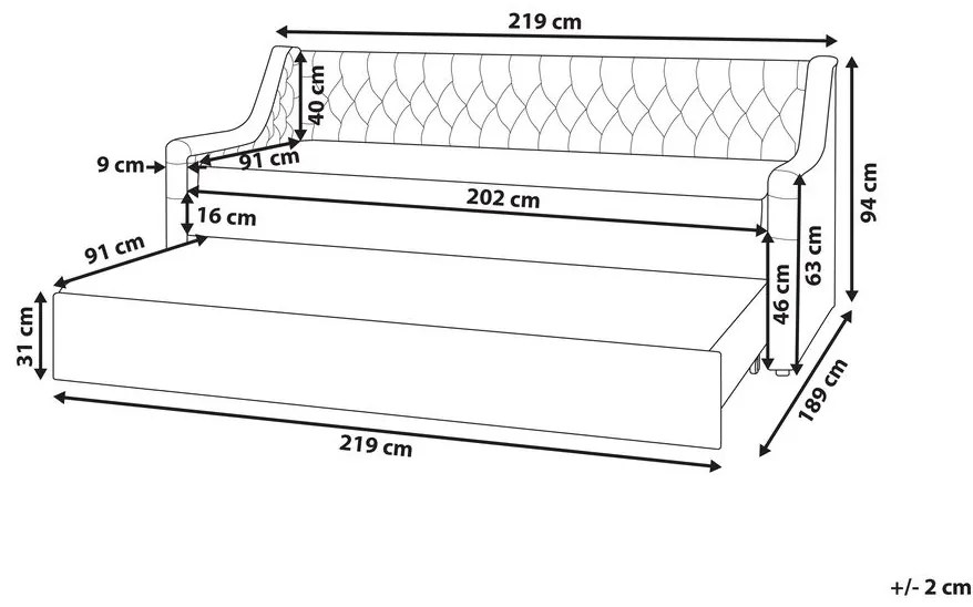 Széthúzható ágy  90x200 cm Maisha (rózsaszín). 1035496