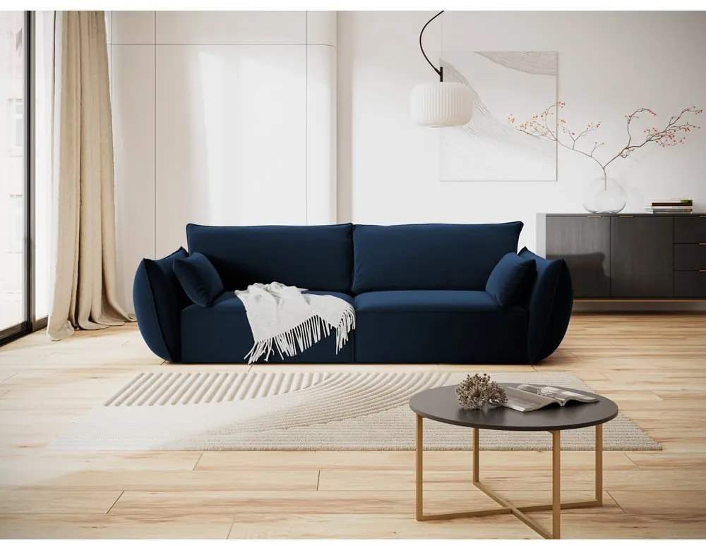 Sötétkék bársony kanapé 208 cm Vanda – Mazzini Sofas