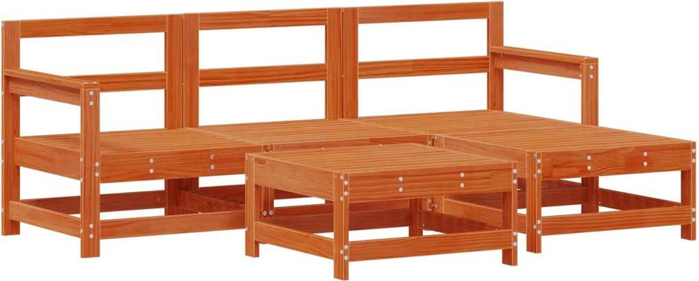 vidaXL Kerti lounge szett 5 pcs Viaszbarna Tömör fenyő