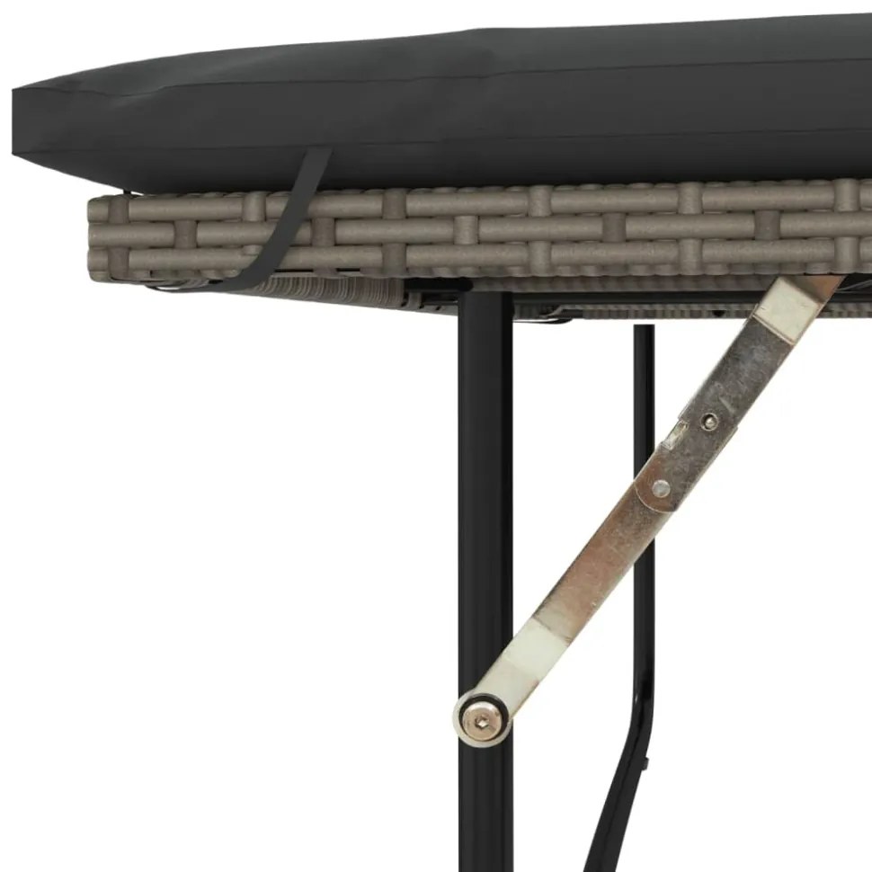 2 személyes szürke polyrattan/akácfa kerti kanapé párnával
