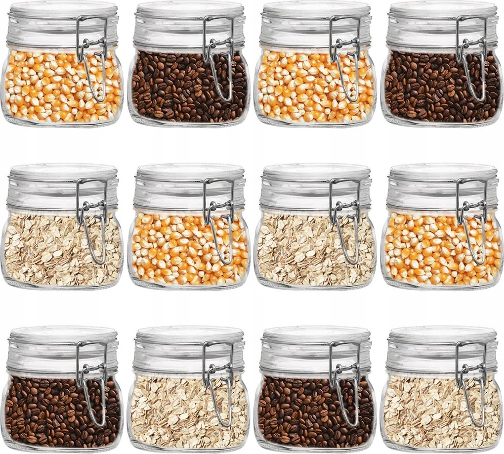 Üveg Tároló Élelmiszeres Doboz Száraz és Folyékony Termékekhez 500ml 0,5L 12db