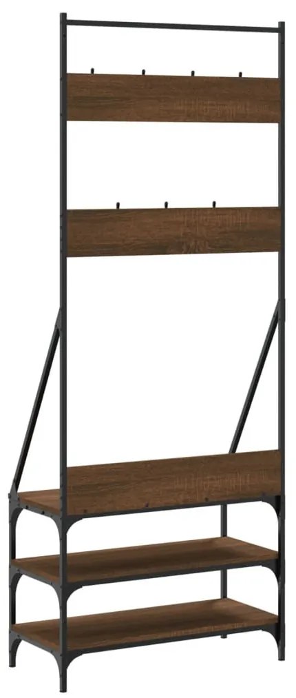 barna tölgyszínű ruhafogas cipőpolccal 72x34x184 cm