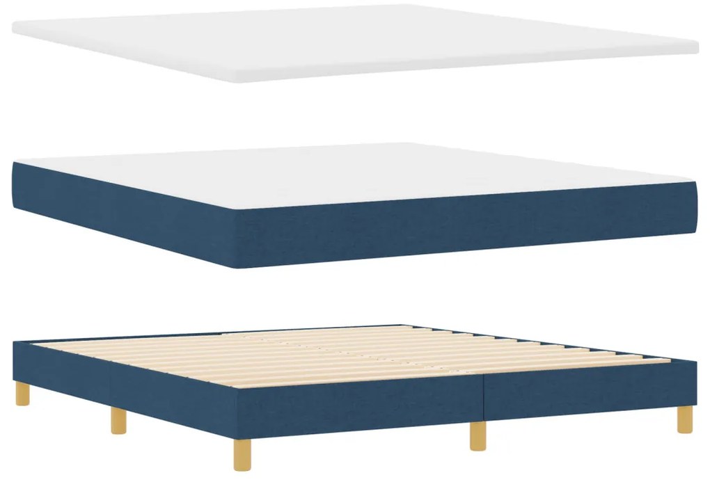 Box Spring Ágy Matraccal és LED Kék 180x200 cm Szövet