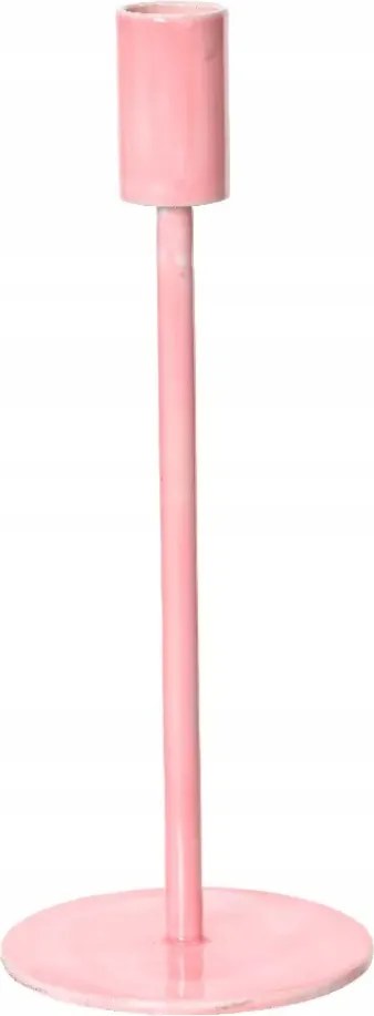 Alumínium gyertyatartó rózsaszín lazac magas egyszerű dekoratív 23cm