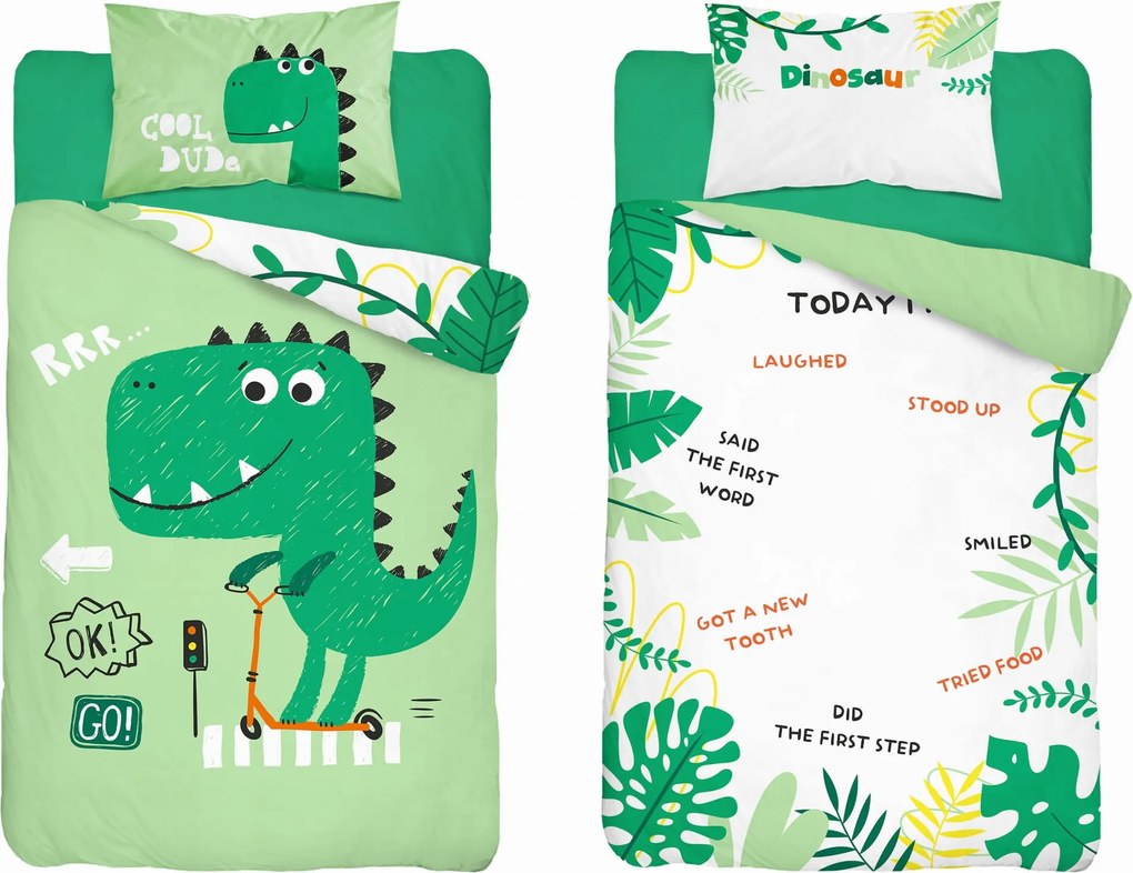 Ágyneműhuzat bambusz kiságyhoz Dino T-rex 90x120 Detexpol