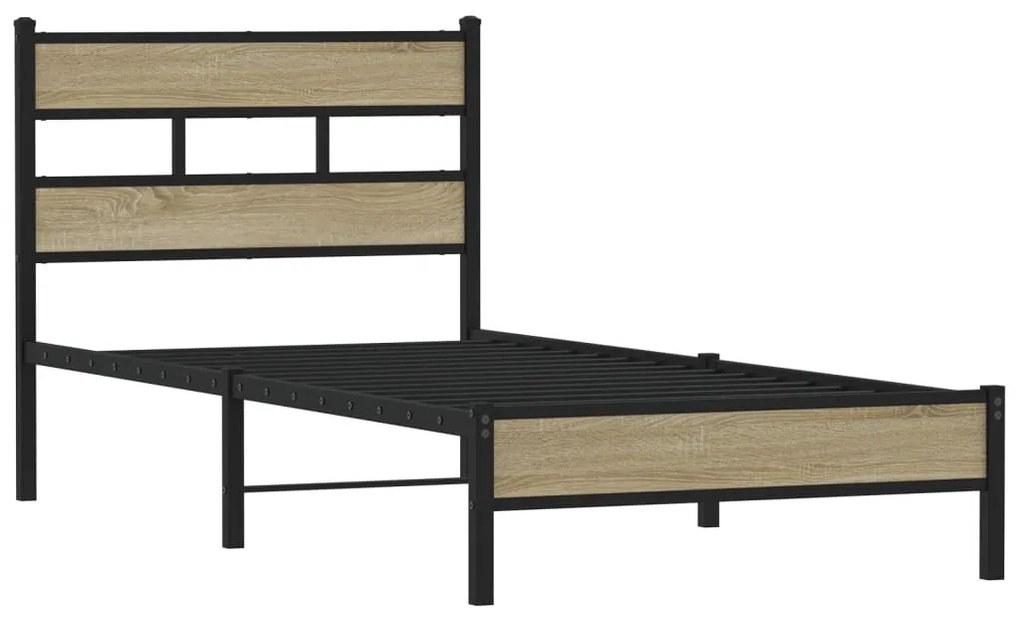 sonoma tölgy színű szerelt fa ágykeret matrac nélkül 107x200 cm