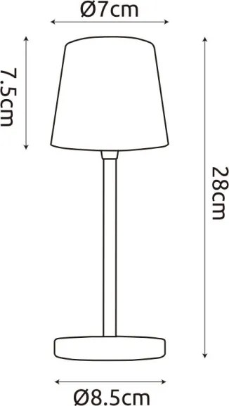 Globo 58482W-LED asztali lámpa VAN 2W/5V 2200mAh IP44 fehér, töltős