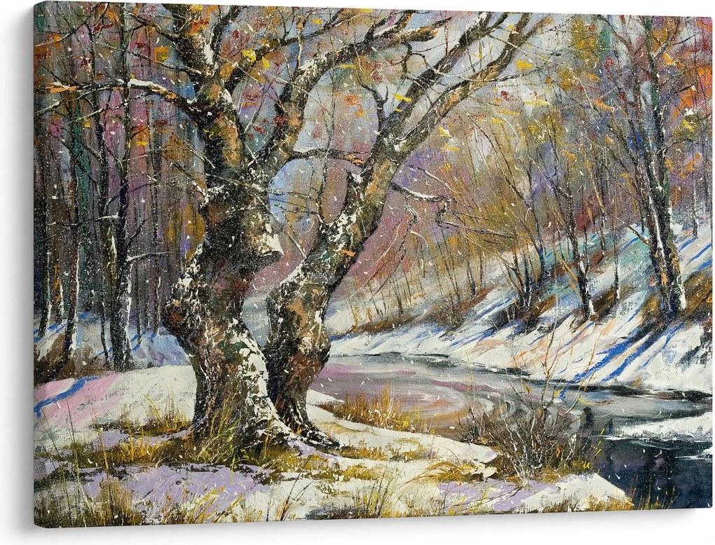 Egy festett téli táj képe (70x50 cm)