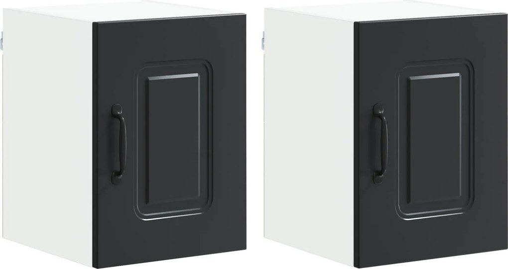 vidaXL Konyhaszekrény Kalmar 2 pcs Fekete 30 x 31 x 40 cm Faanyag