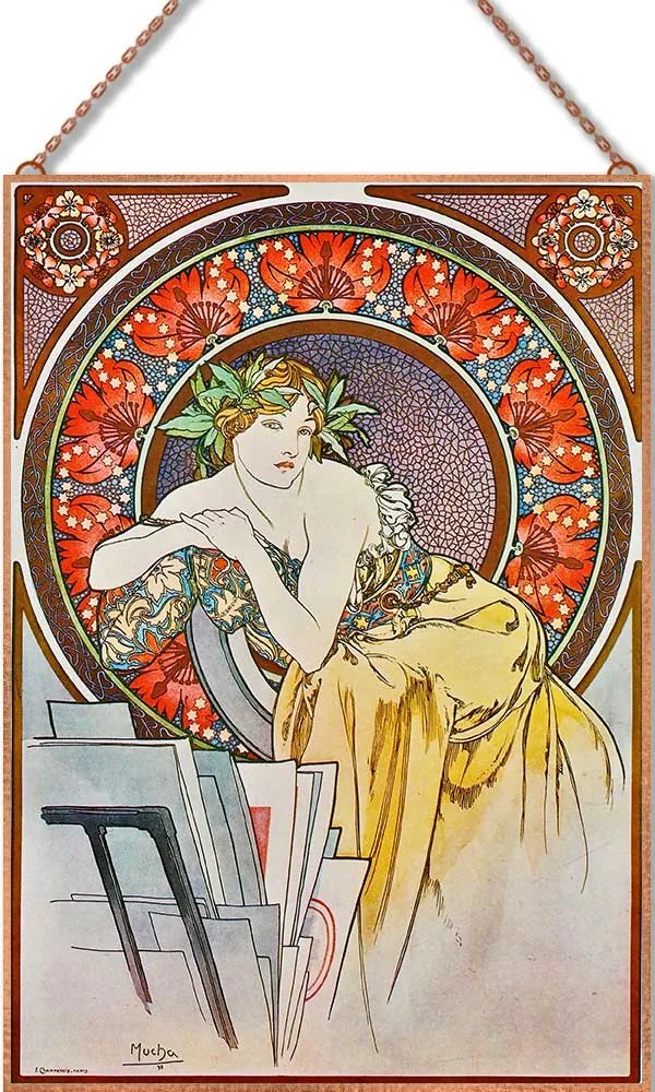 Alfons Mucha - Művészetek - (Garnitúra) üvegkép, falikép