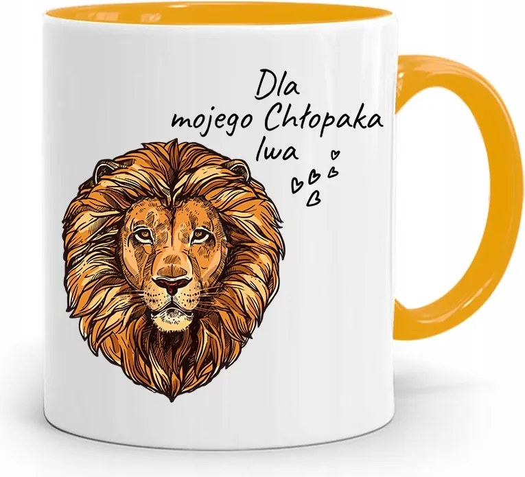 Sárga Bögre Ajándék Oroszlán Fiúnak, fényképes nyomattal