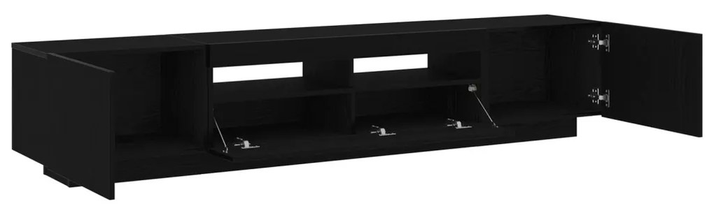 TV állvány LED világítással - Fekete tölgy, 200x35x40 cm, műszakilag megmunkált fa