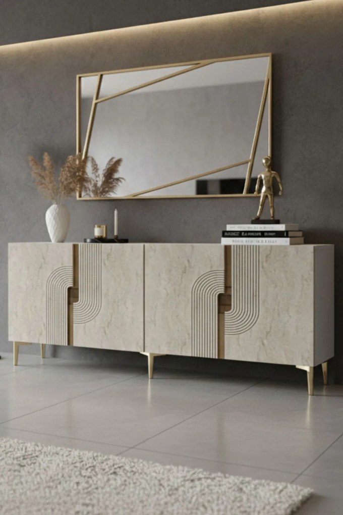 Meyra 180 - White, Travertine, Gold
