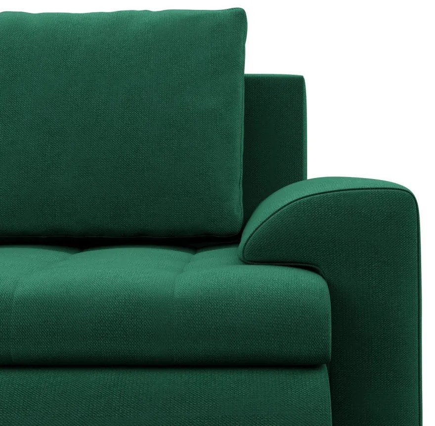 Tokio U sarokkanapé, 3 ágyneműtartóval, bársony, jobboldali, zöld