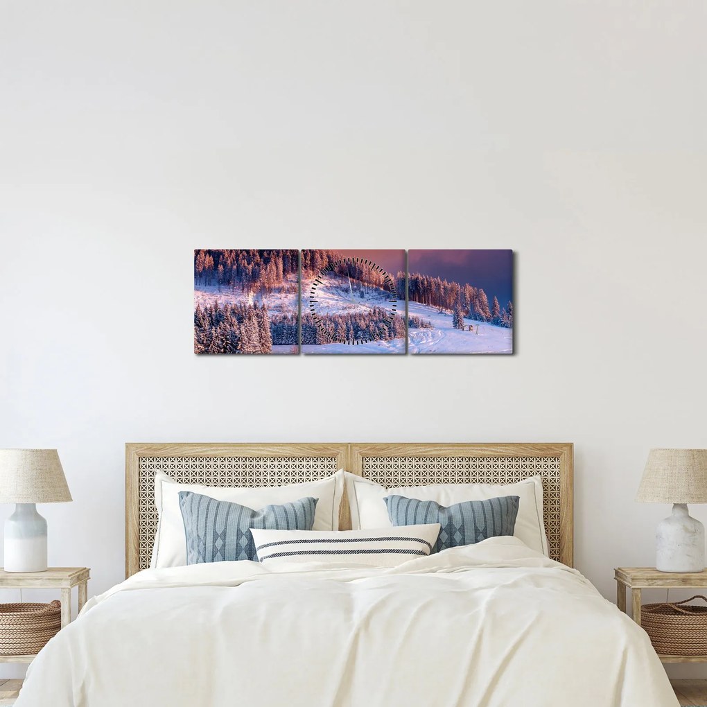 Egy kép egy téli tájról (órával) (90x30 cm)