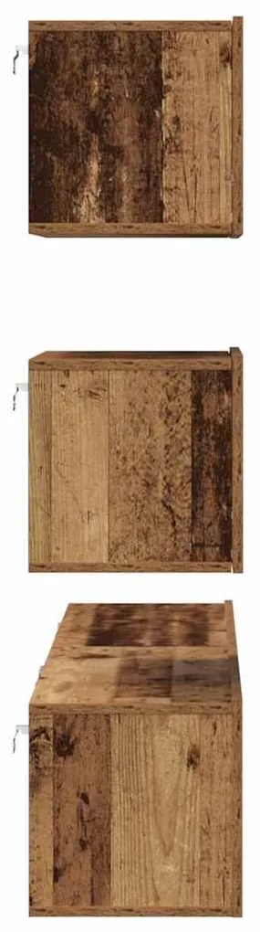 TV szekrény garnitúra Falra szerelhető 4 pcs Régi fa Faanyag