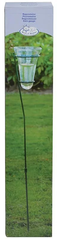 Leszúrható fém csapadékmérő állvány, mérő üveggel, 133 cm, 0,55 literes
