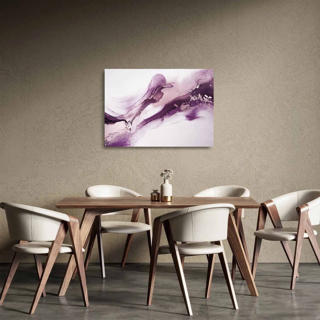 Üveg kép - Lila folyadék művészet (70x50 cm)