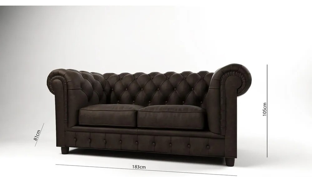 Sötétbarna bársony kanapé 184 cm Cambridge – Ropez