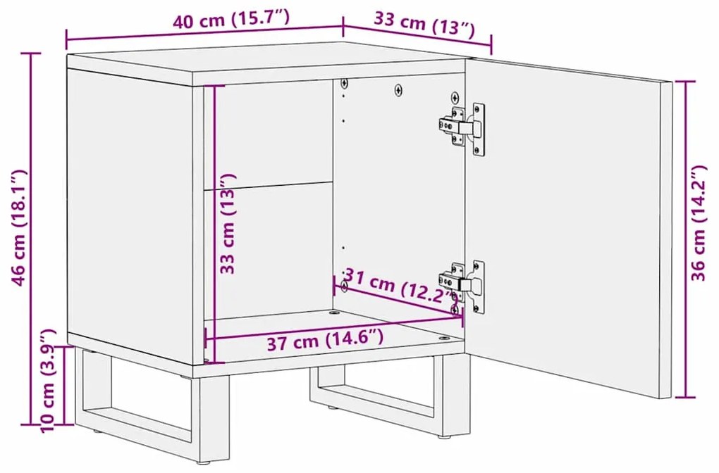 Éjjeliszekrények 2 pcs Természetes 40 x 33.5 x 46 cm