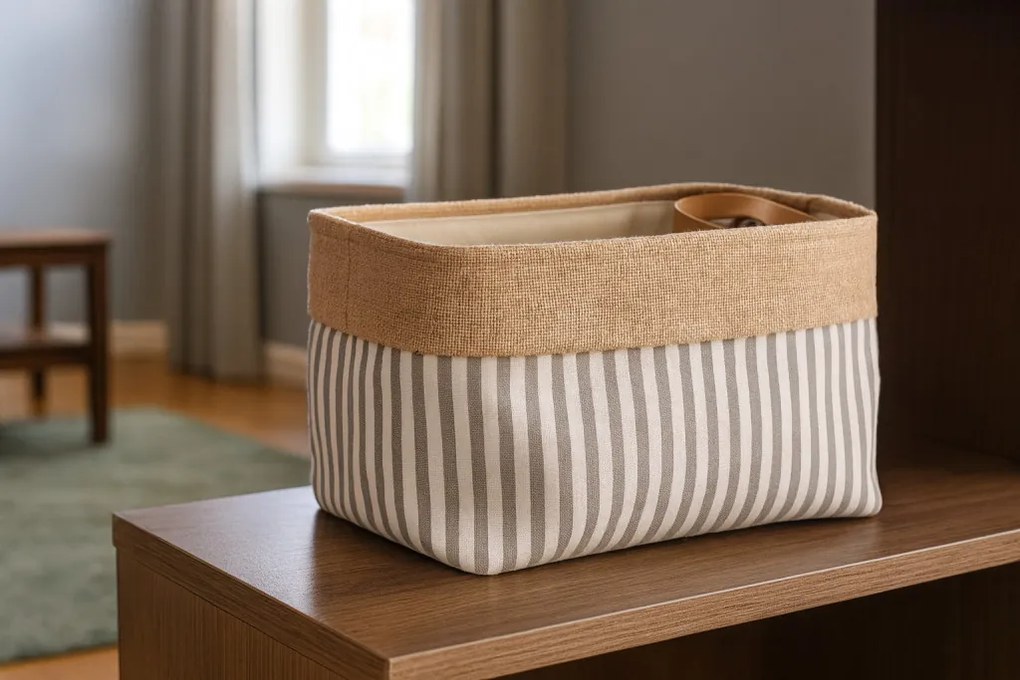 Csíkos tároló doboz 25 x 35 x 22 cm - m méret