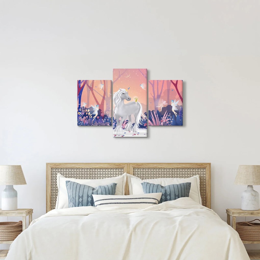 Kép - egyszarvú alatt egy varázslatos erdőben (90x60 cm)