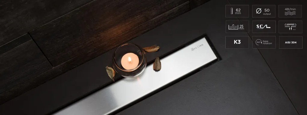Pestan zuhanyfolyóka Confluo Frameless Line - keret nélküli - FEHÉR üveg 75 cm
