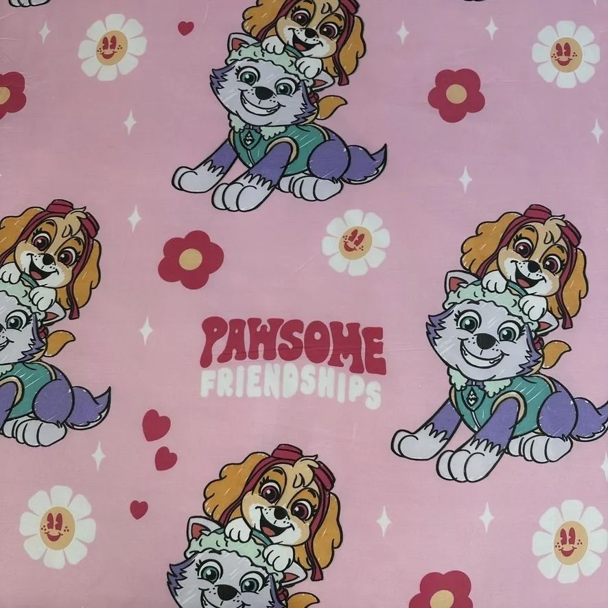 Gyerek mikroszálas ágynemű PAW PATROL Pawsome barátságok rózsaszín Ágyneműhuzat mérete: 70 x 90 cm | 140 x 200 cm