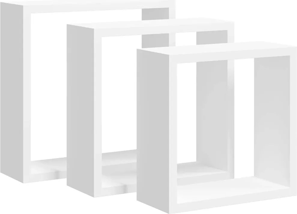 vidaXL 3 db fehér MDF fali kockapolc