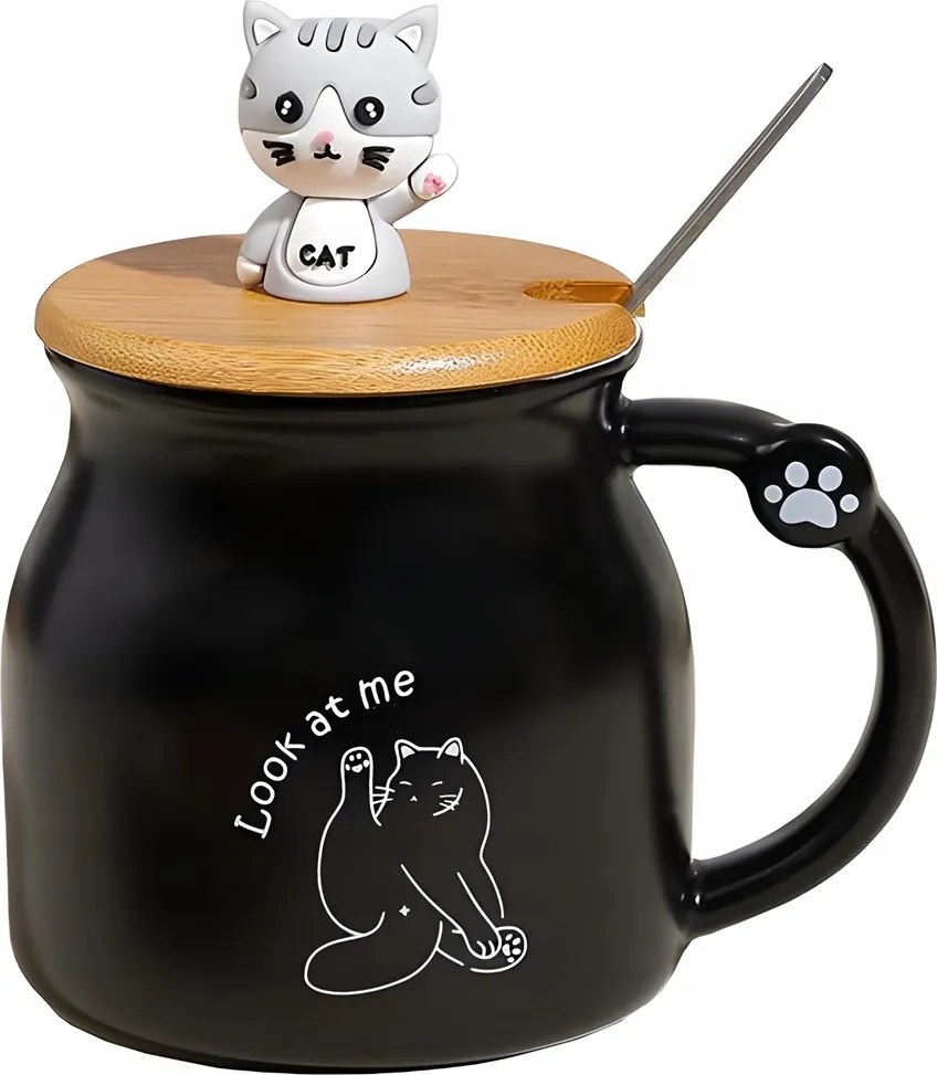 Ajándék Bögre Porcelán Szett Macskával Kávé Tea Kerámia 350ml