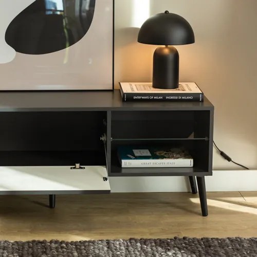 BARCELONA komód/alacsony szekrény, 135 cm, 1 ajtós | Antracit/fekete