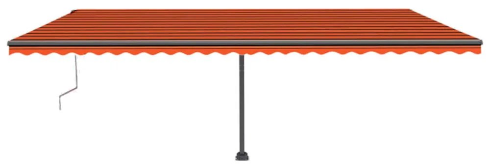 narancssárga-barna szélérzékelős és LED-es napellenző 600x300cm