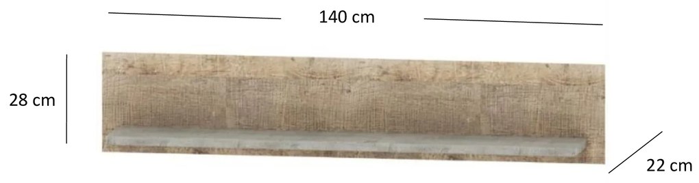 Polc 140 cm Bennie (szürke + homok tölgy). 1052755