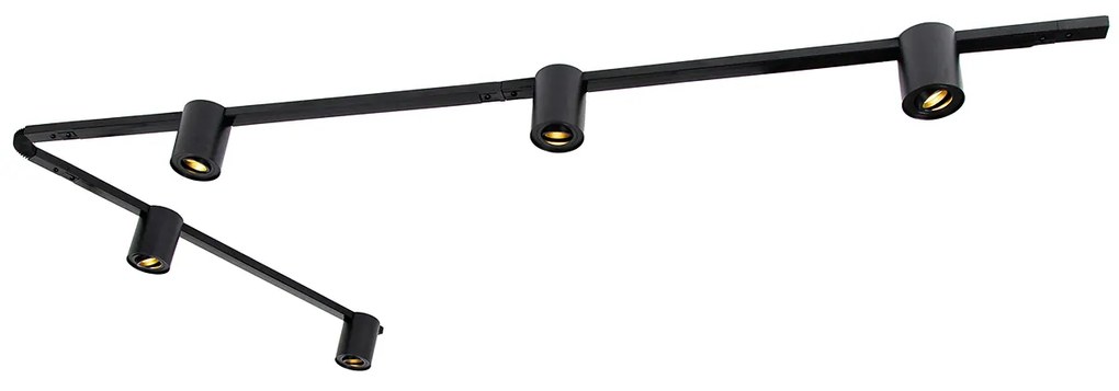 Modern 1 fázisú sínrendszer 5 fekete spotlámpával - Rondoo Up