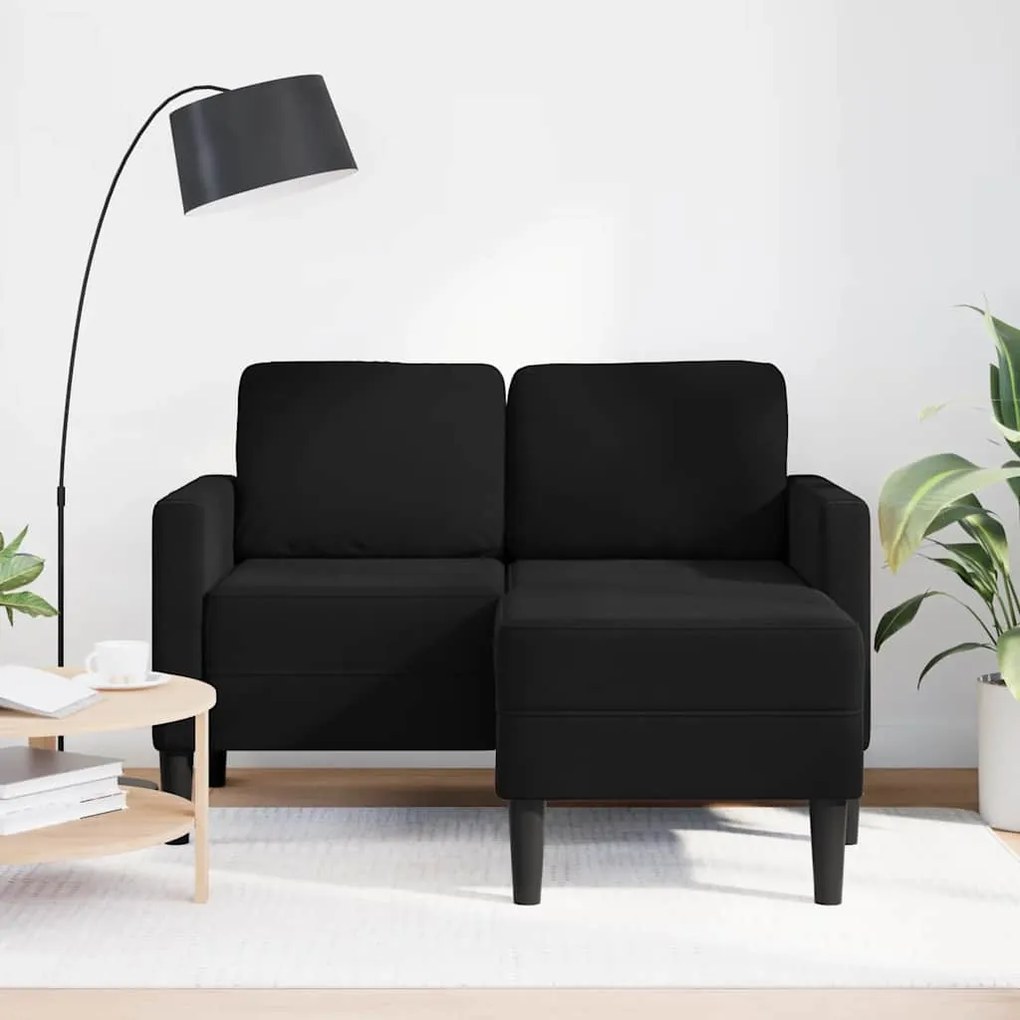 fekete bársony 2 üléses kanapé L-alakú kanapéval 125 cm