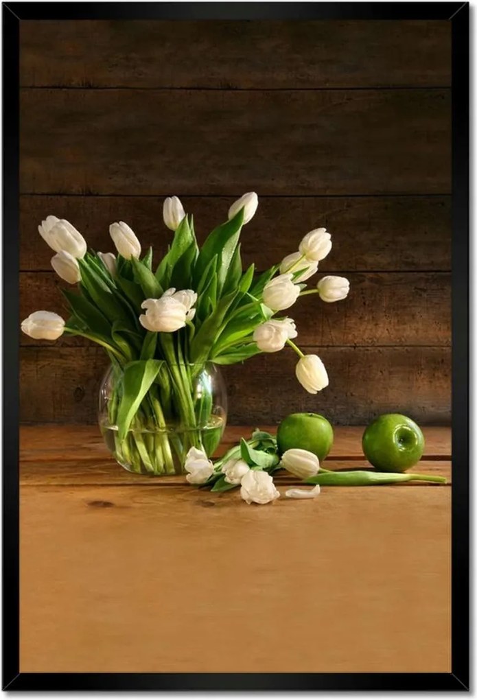 Poszterek keretben 40x60 Fehér tulipánok vázában