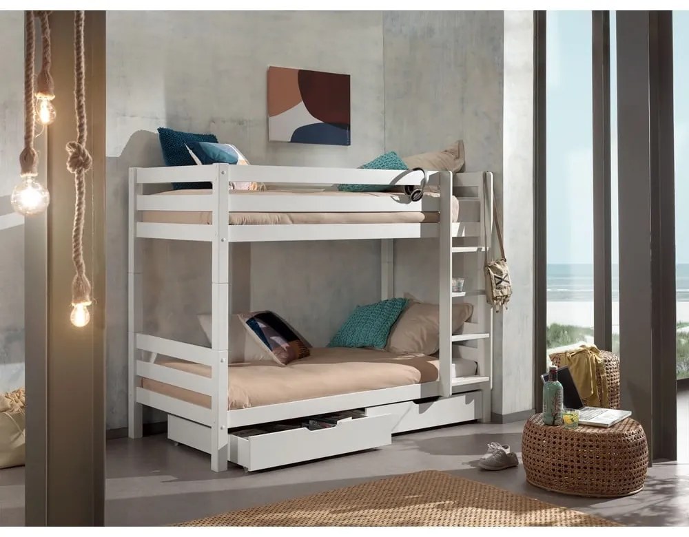 Fehér emeletes gyerekágy 90x200 cm Pino – Vipack