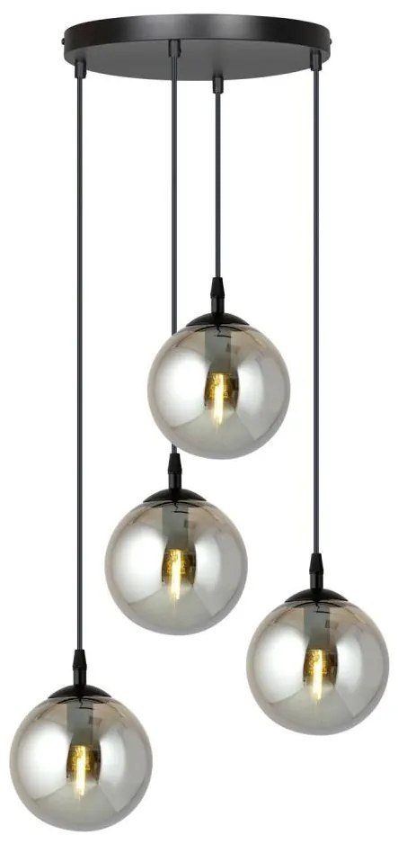 Csillár zsinóron COSMO 4xE14/10W/230V átm. 40 cm fekete/szürke